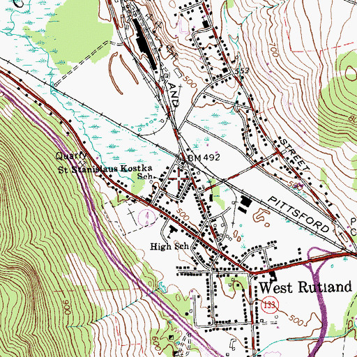 Topographic Map of Saint Stanislaus Kostka School, VT