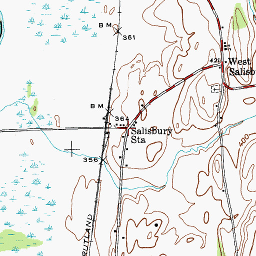 Topographic Map of Salisbury Station, VT