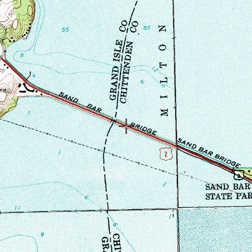 Topographic Map of Sand Bar Bridge, VT