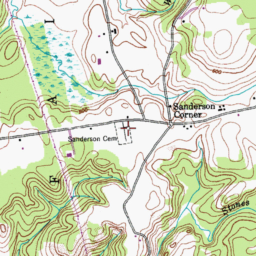 Topographic Map of Sanderson Cemetery, VT