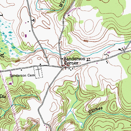Topographic Map of Sanderson Corner, VT