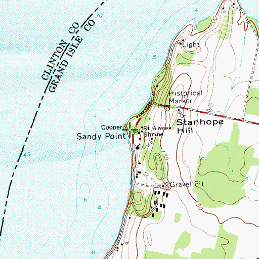 Topographic Map of Sandy Point, VT