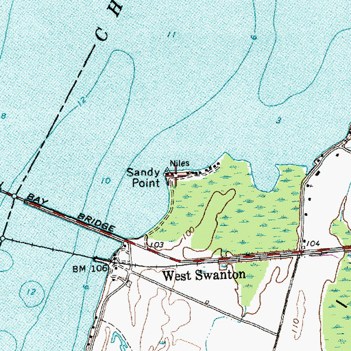Topographic Map of Sandy Point, VT