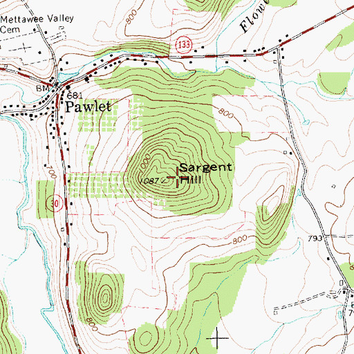 Topographic Map of Sargent Hill, VT