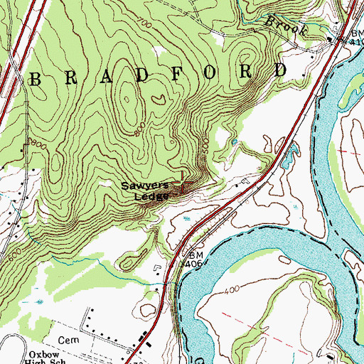 Topographic Map of Sawyers Ledge, VT