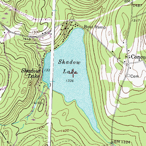 Topographic Map of Shadow Lake, VT