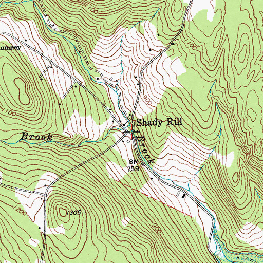 Topographic Map of Shady Rill, VT