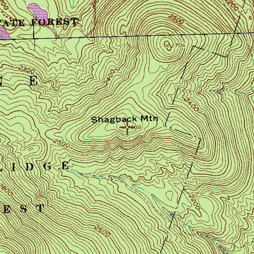 Topographic Map of Shagback Mountain, VT