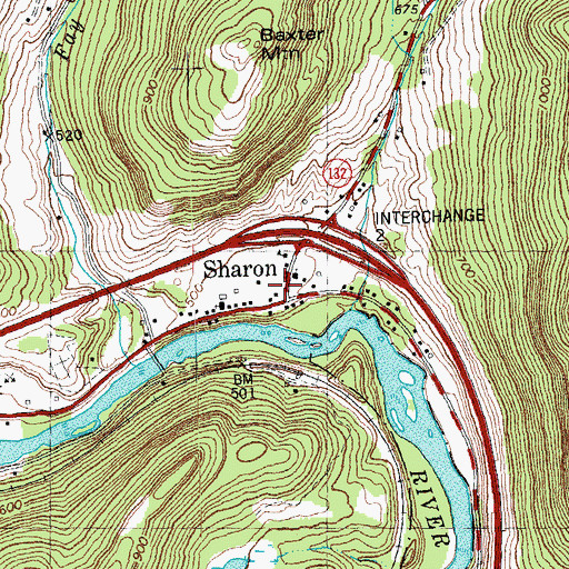 Topographic Map of Sharon, VT