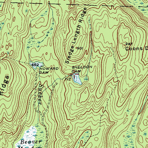 Topographic Map of Sheldon Dam, VT