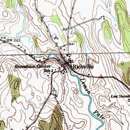 Topographic Map of Shoreham Center School, VT