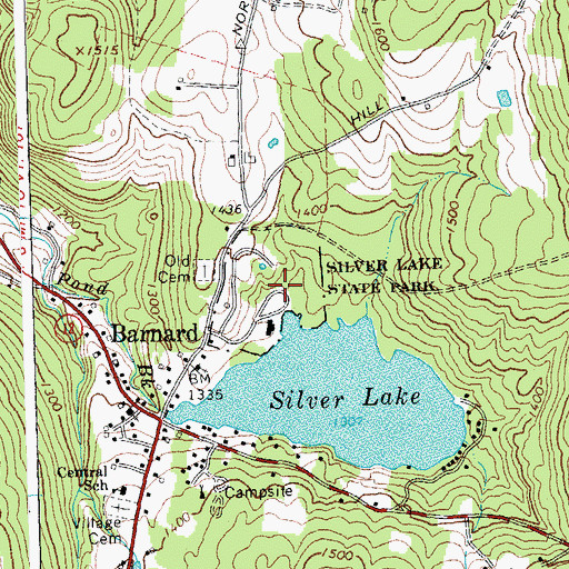 Topographic Map of Silver Lake State Park, VT