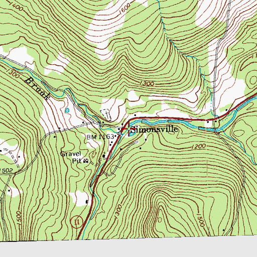 Topographic Map of Simonsville, VT