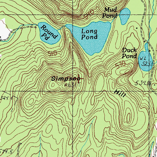Topographic Map of Simpson Hill, VT