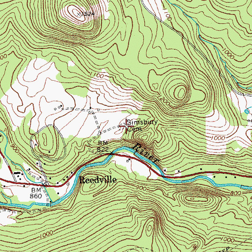 Topographic Map of Simsbury Cemetery, VT