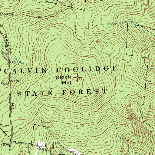 Topographic Map of Slack Hill, VT
