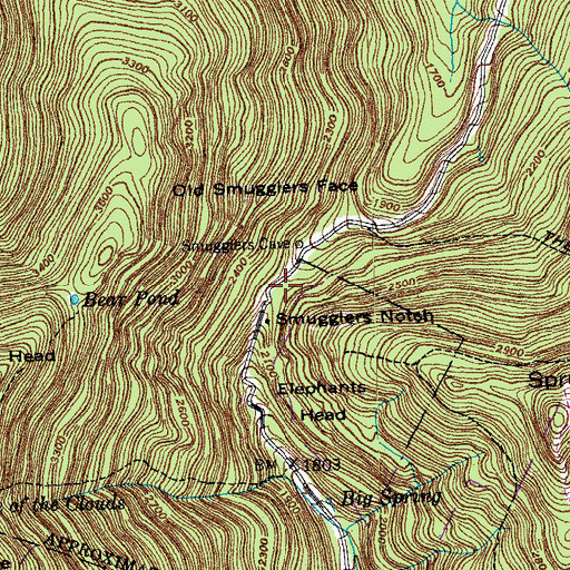 Topographic Map of Smugglers Notch, VT