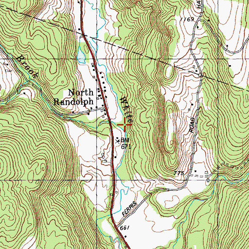 Topographic Map of Snows Brook, VT