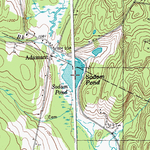 Topographic Map of Sodom Pond, VT