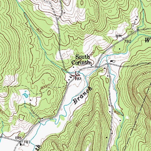 Topographic Map of South Corinth, VT