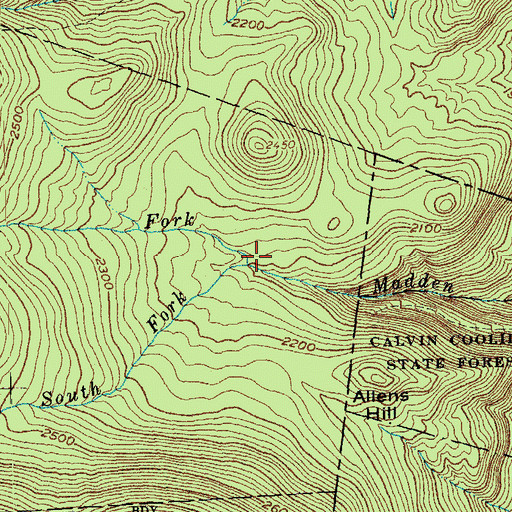 Topographic Map of South Fork Madden Brook, VT
