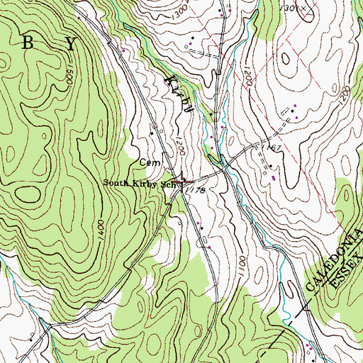 Topographic Map of South Kirby School, VT