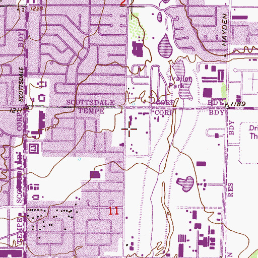 Topographic Map of Indian Bend Park, AZ