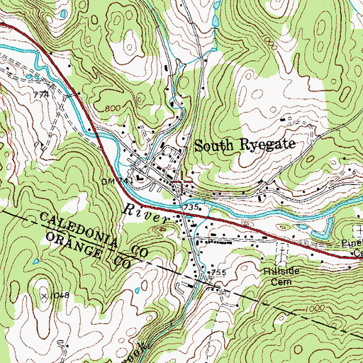 Topographic Map of South Ryegate, VT