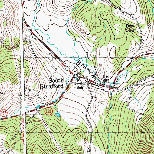 Topographic Map of South Strafford, VT