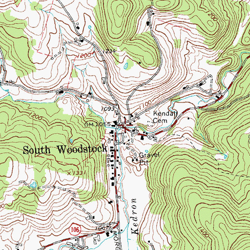 Topographic Map of South Woodstock, VT