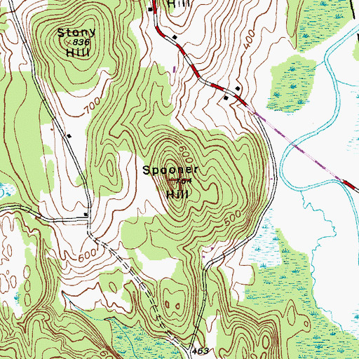 Topographic Map of Spooner Hill, VT