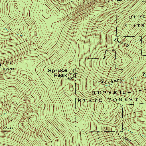 Topographic Map of Spruce Peak, VT