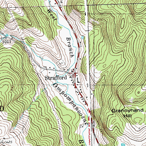 Topographic Map of Strafford, VT