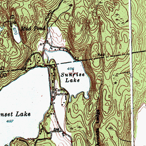 Topographic Map of Sunrise Lake, VT