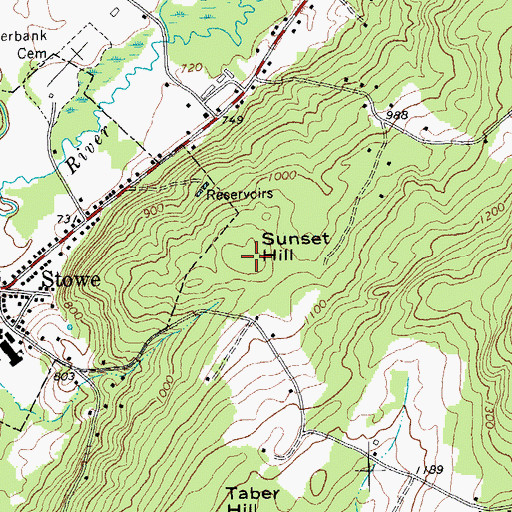 Topographic Map of Sunset Hill, VT