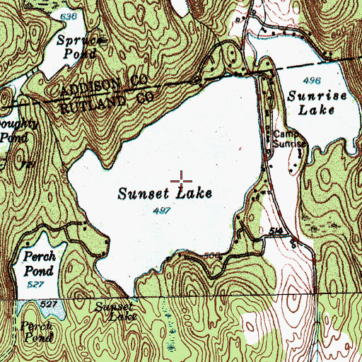 Topographic Map of Sunset Lake, VT