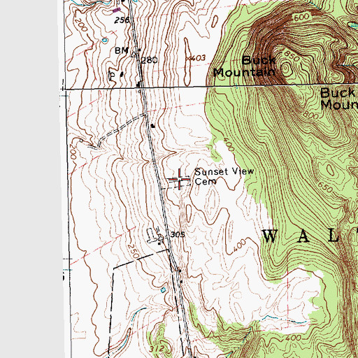 Topographic Map of Sunset View Cemetery, VT