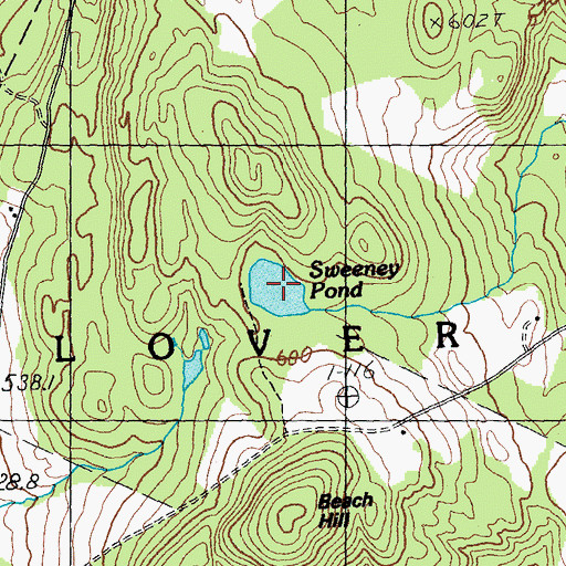 Topographic Map of Sweeney Pond, VT