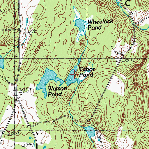 Topographic Map of Tabor Pond, VT