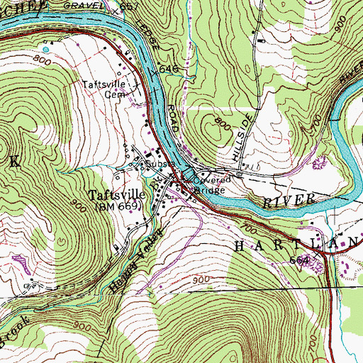 Topographic Map of Taftsville, VT