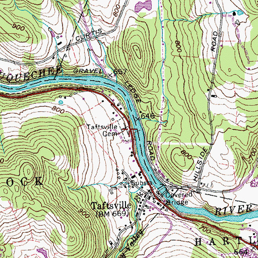 Topographic Map of Taftsville Cemetery, VT