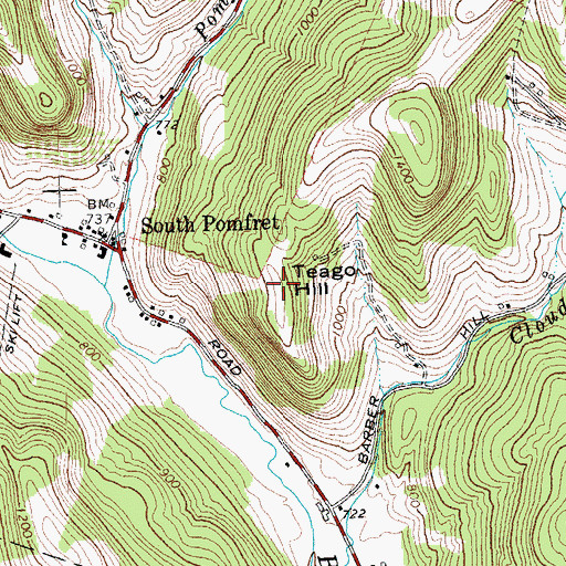 Topographic Map of Teago Hill, VT