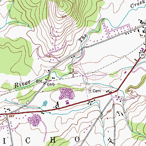 Topographic Map of The Creek, VT