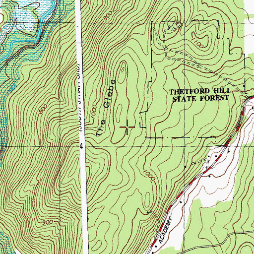 Topographic Map of The Glebe, VT