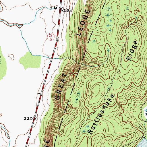 Topographic Map of The Great Ledge, VT
