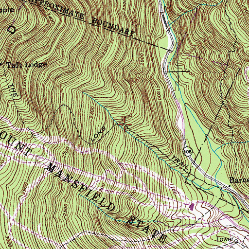 Topographic Map of The Long Trail, VT