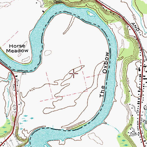 Topographic Map of The Oxbow, VT