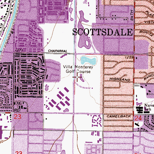 Topographic Map of Indian Bend Wash Greenbelt, AZ