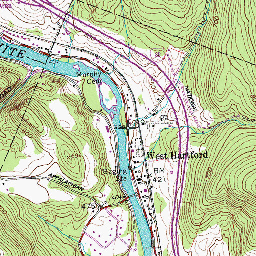 Topographic Map of Tigertown Brook, VT