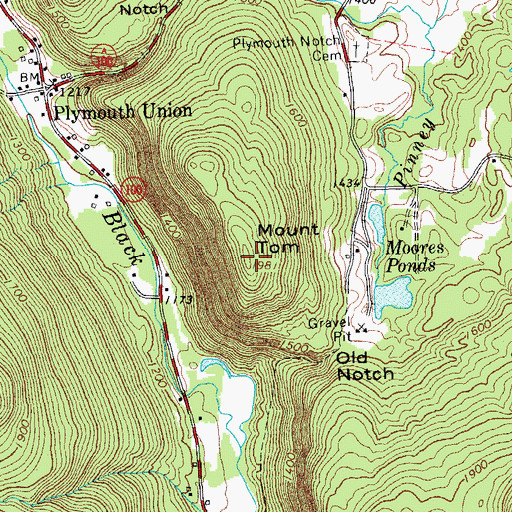 Topographic Map of Mount Tom, VT